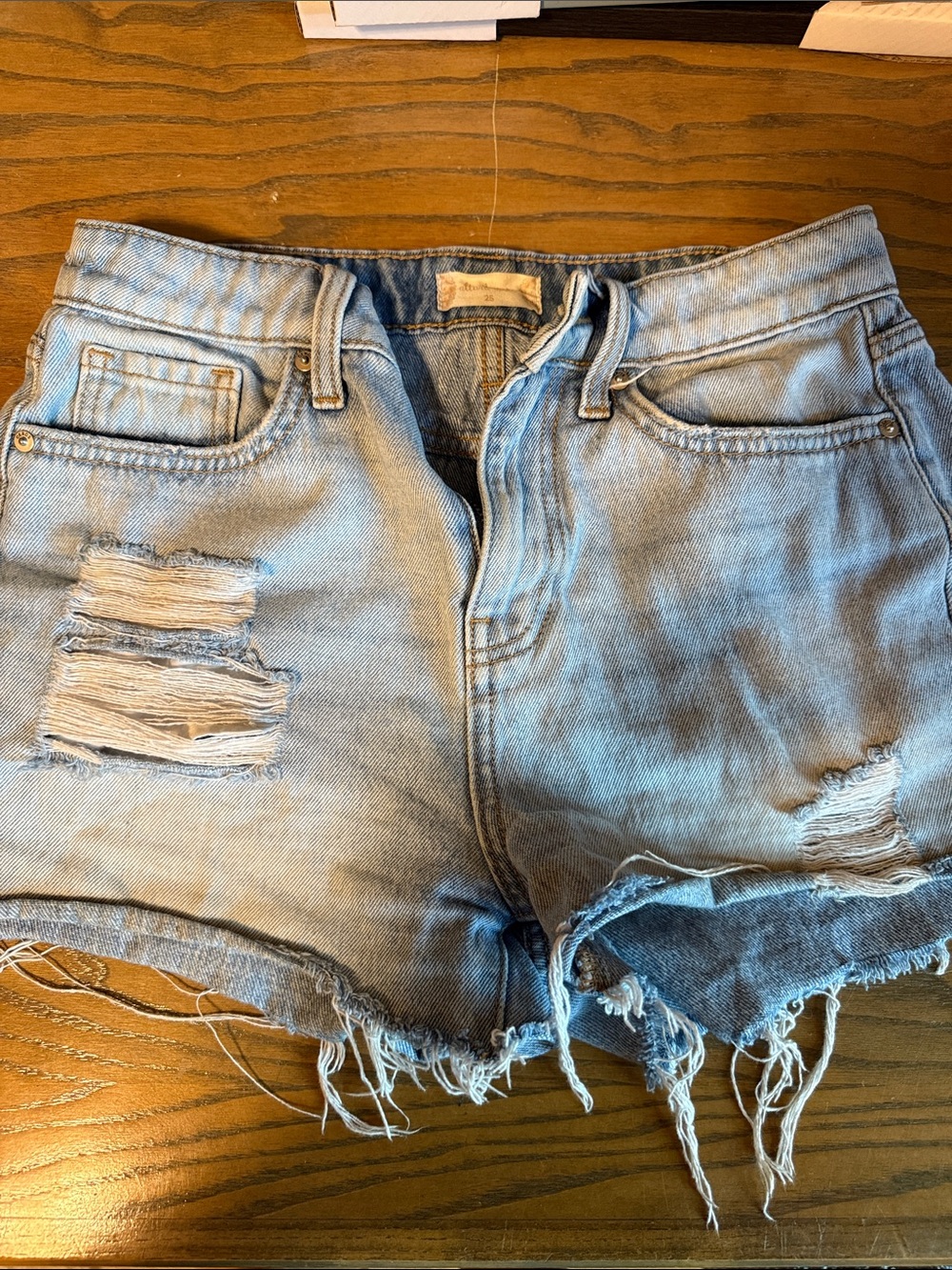 Altar'd State Light Wash Distressed Denim Shorts